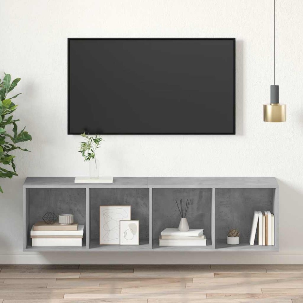 vidaXL Έπιπλο Τηλεόρασης Κρεμαστό Γκρι Σκυρ. 37x37x142,5εκ Επεξ. Ξύλο
