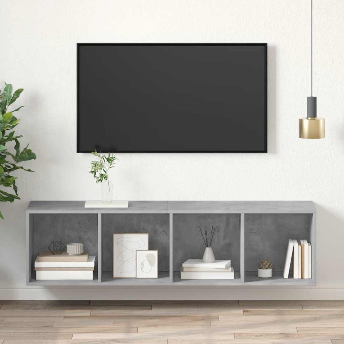 vidaXL Έπιπλο Τηλεόρασης Κρεμαστό Γκρι Σκυρ. 37x37x142,5εκ Μοριοσανίδα