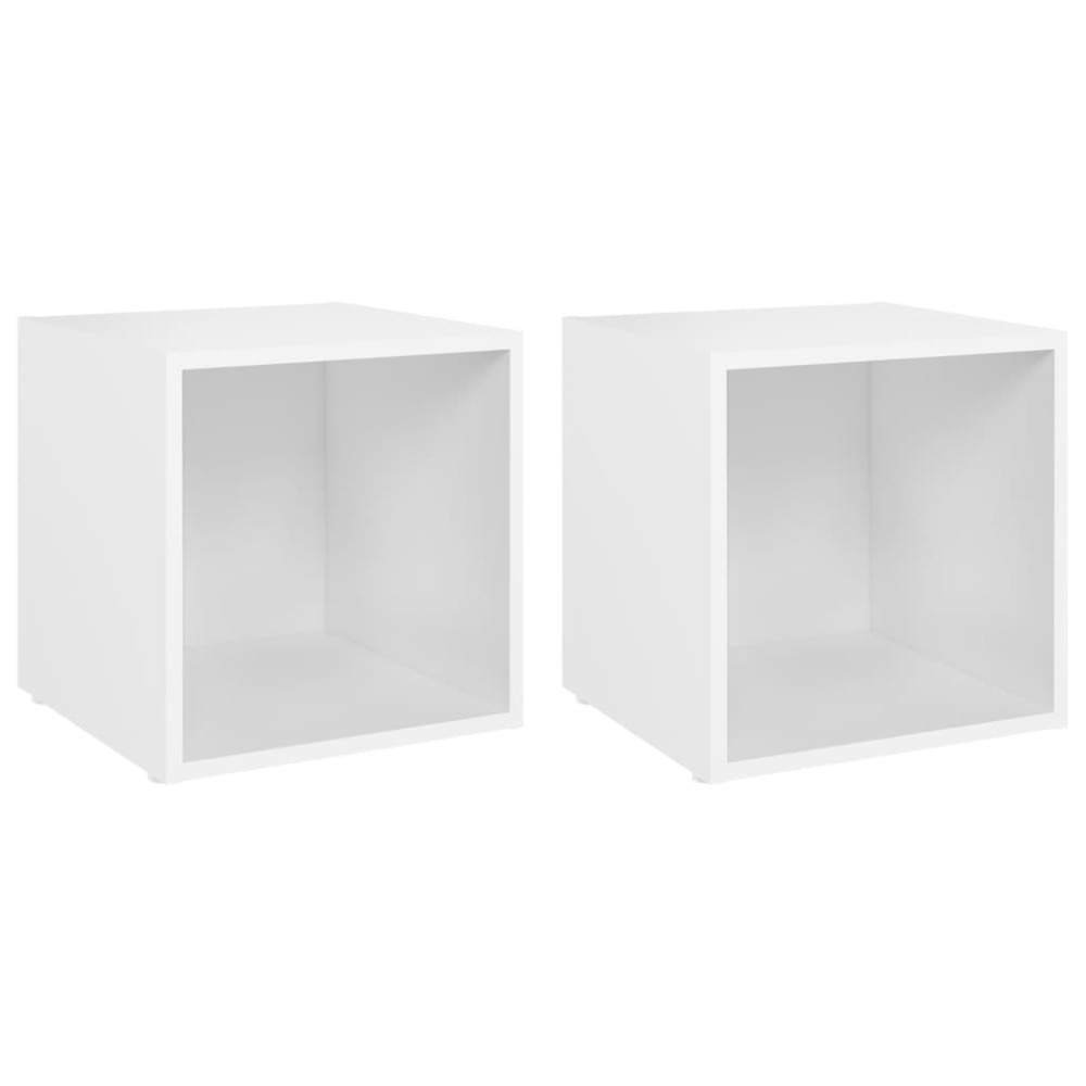 vidaXL Έπιπλα Τηλεόρασης 2 τεμ. Λευκά 37 x 35 x 37 εκ. από Επεξ. Ξύλο