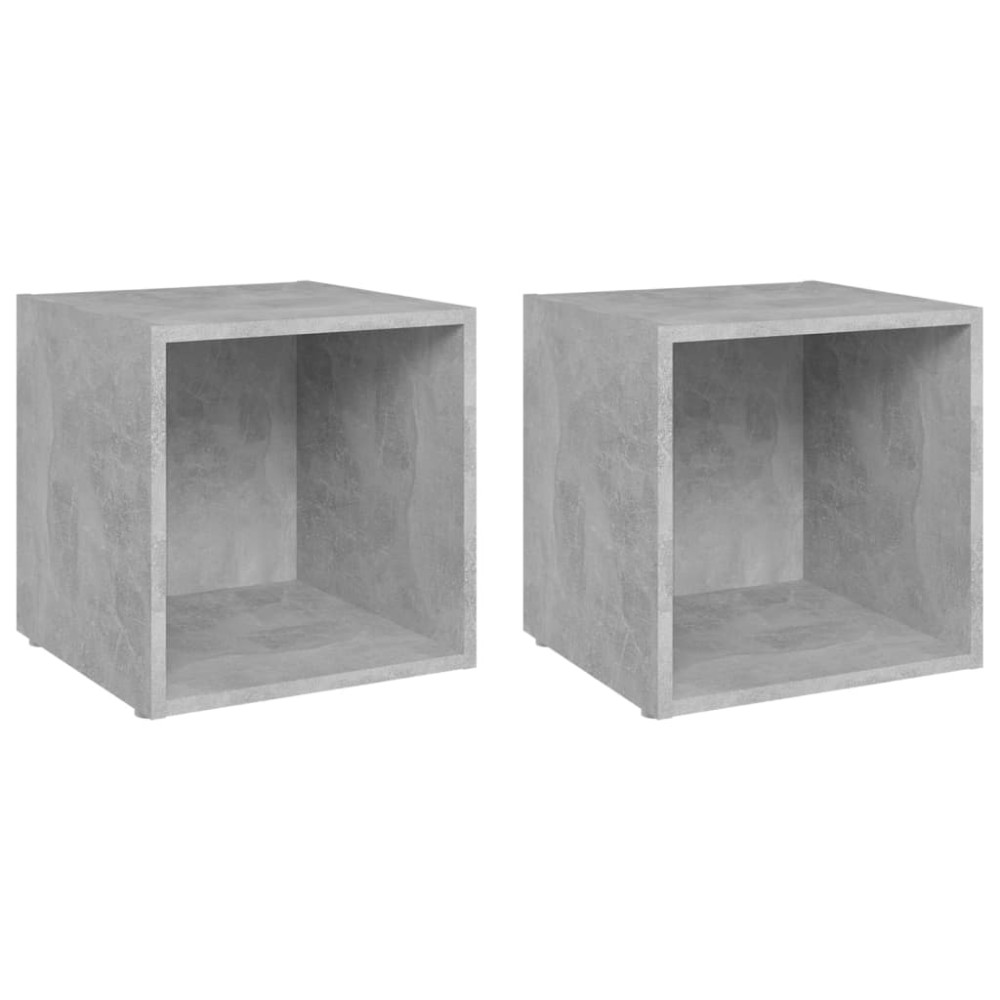 vidaXL Έπιπλα Τηλεόρασης 2 τεμ. Γκρι Σκυροδ. 37x35x37 εκ. Επεξ. Ξύλο