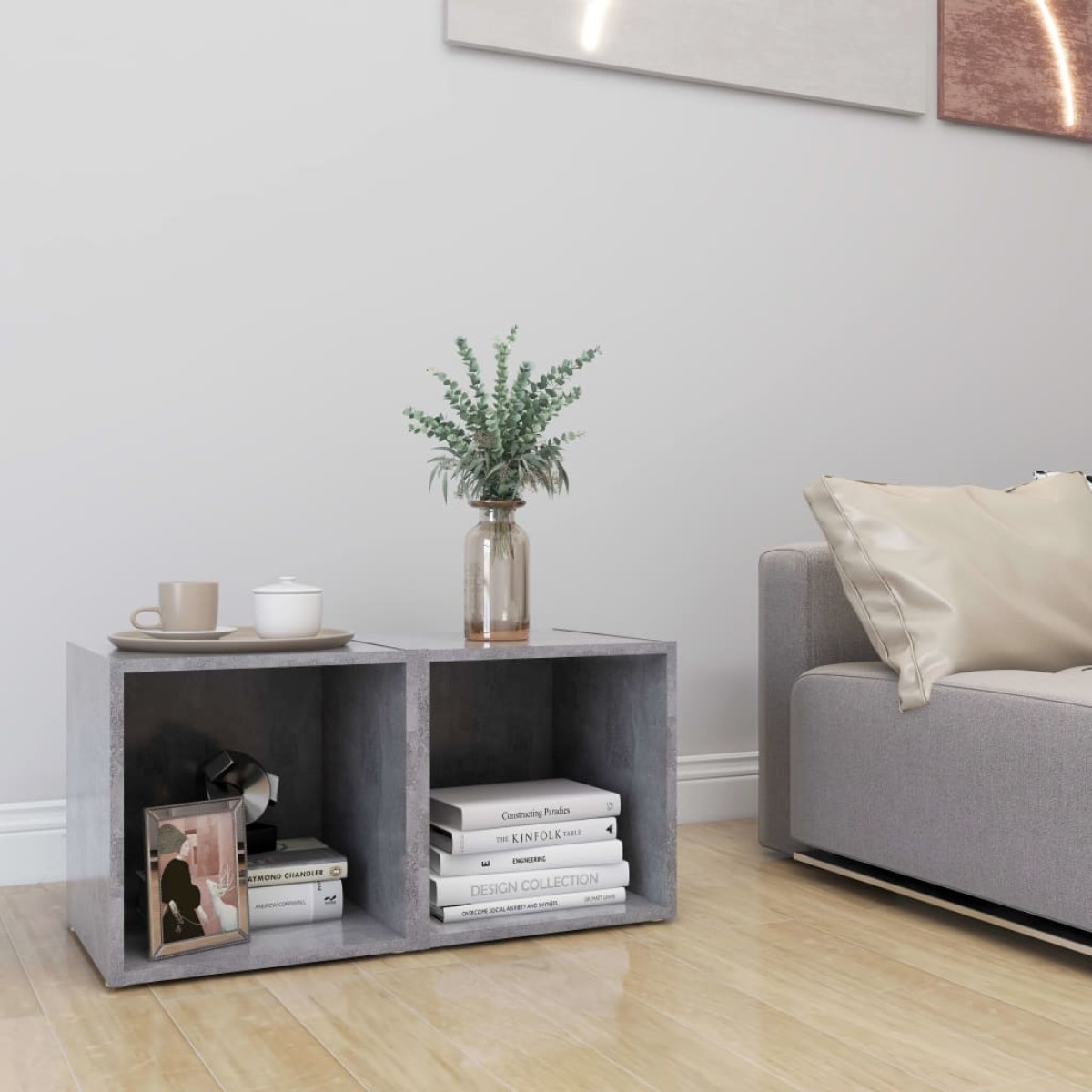 vidaXL Έπιπλα Τηλεόρασης 2 τεμ. Γκρι Σκυροδ. 37x35x37 εκ. Μοριοσανίδα