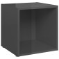 vidaXL Έπιπλα Τηλεόρασης 4 τεμ. Γυαλ. Γκρι 37x35x37 εκ. Μοριοσανίδα