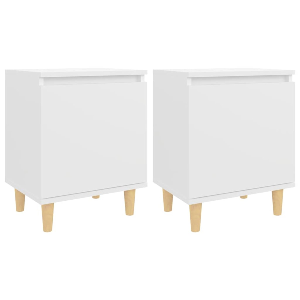 vidaXL Κομοδίνα 2 τεμ. Λευκά 40 x 30 x 50 εκ. Μασίφ με Ξύλινα Πόδια