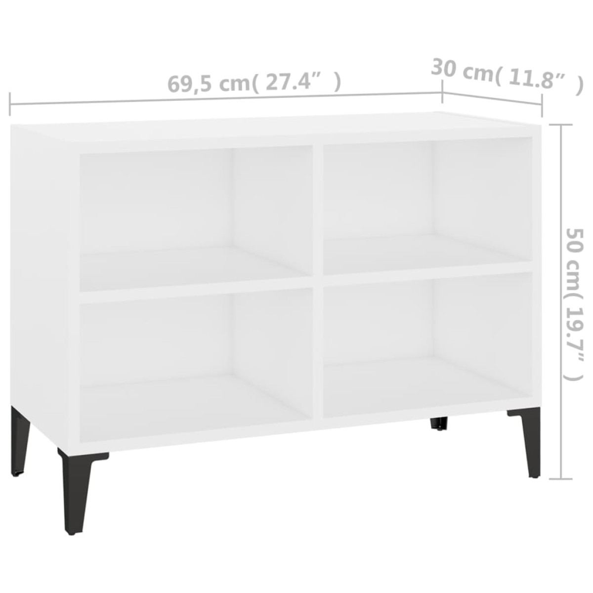 vidaXL Έπιπλο Τηλεόρασης Καπνιστή Λευκό 69,5x30x50 εκ Μεταλλικά Πόδια