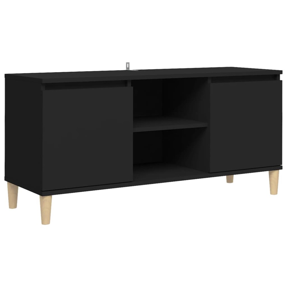 vidaXL Έπιπλο Τηλεόρασης Καφέ Μαύρο 103,5x35x50εκ. Μασίφ Ξύλινα Πόδια