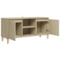 vidaXL Έπιπλο Τηλεόρασης Καφέ Δρυς 103,5x35x50εκ. Μασίφ Ξύλινα Πόδια