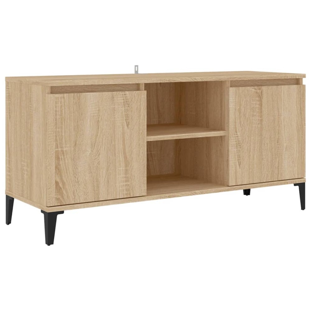 vidaXL Έπιπλο Τηλεόρασης Καπνιστή Δρυς 103,5x35x50 εκ Μεταλλικά Πόδια