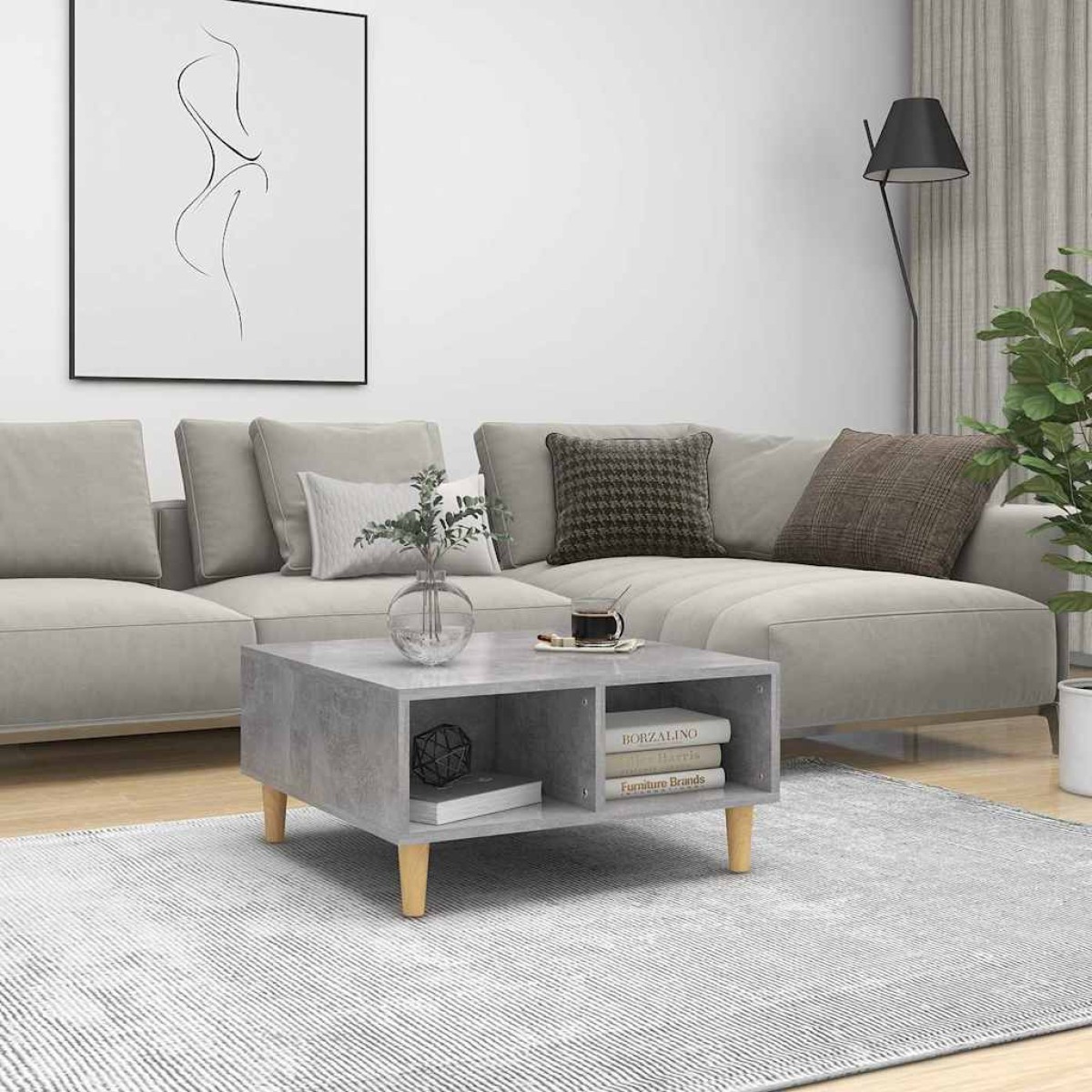vidaXL Τραπεζάκι Σαλονιού Γκρι Σκυροδέματος 60x60x30 εκ. Μοριοσανίδα