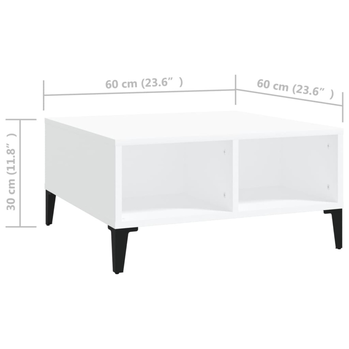vidaXL Τραπεζάκι Σαλονιού Λευκό 60 x 60 x 30 εκ. από Μοριοσανίδα