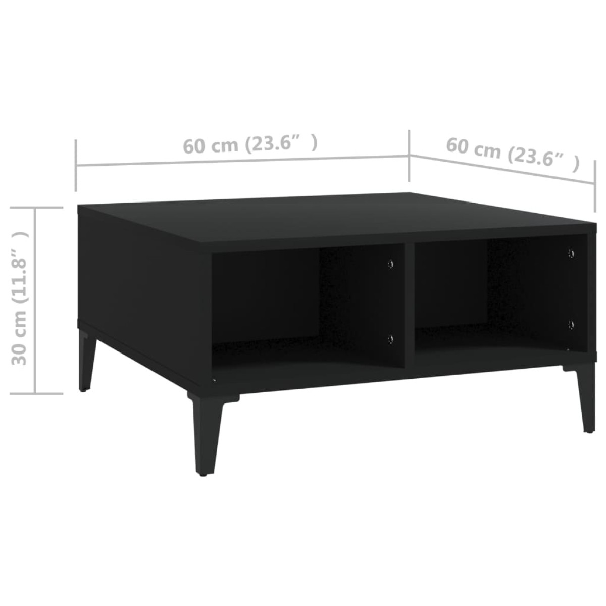 vidaXL Τραπεζάκι Σαλονιού Μαύρο 60 x 60 x 30 εκ. από Μοριοσανίδα