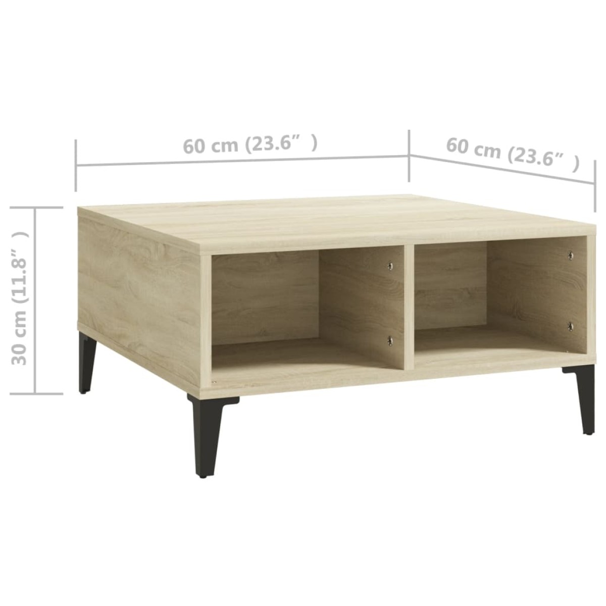 vidaXL Τραπεζάκι Σαλονιού Sonoma Δρυς 60 x 60 x 30 εκ. από Μοριοσανίδα