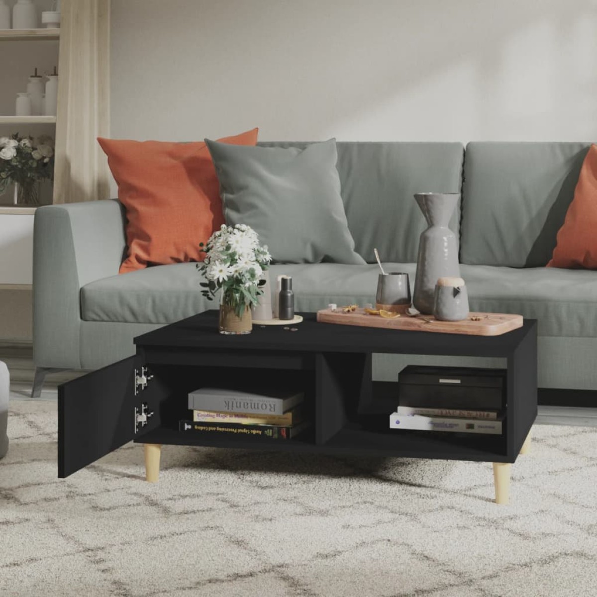 vidaXL Τραπεζάκι Σαλονιού Μαύρο 90 x 60 x 35 εκ. από Μοριοσανίδα
