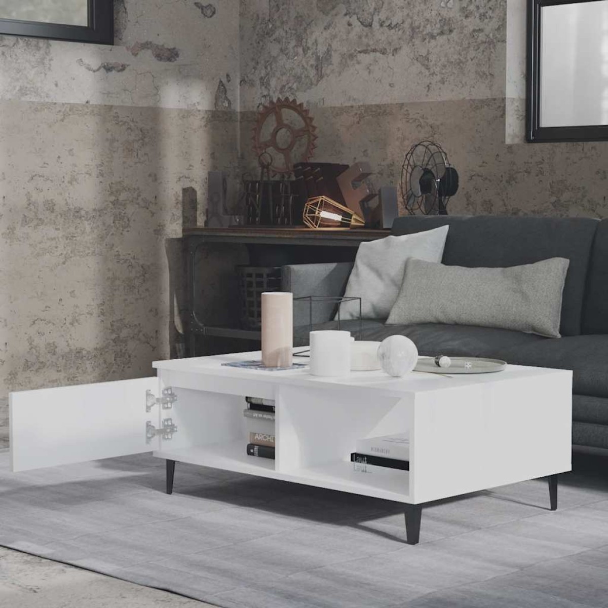 vidaXL Τραπεζάκι Σαλονιού Λευκό 90 x 60 x 35 εκ. από Μοριοσανίδα
