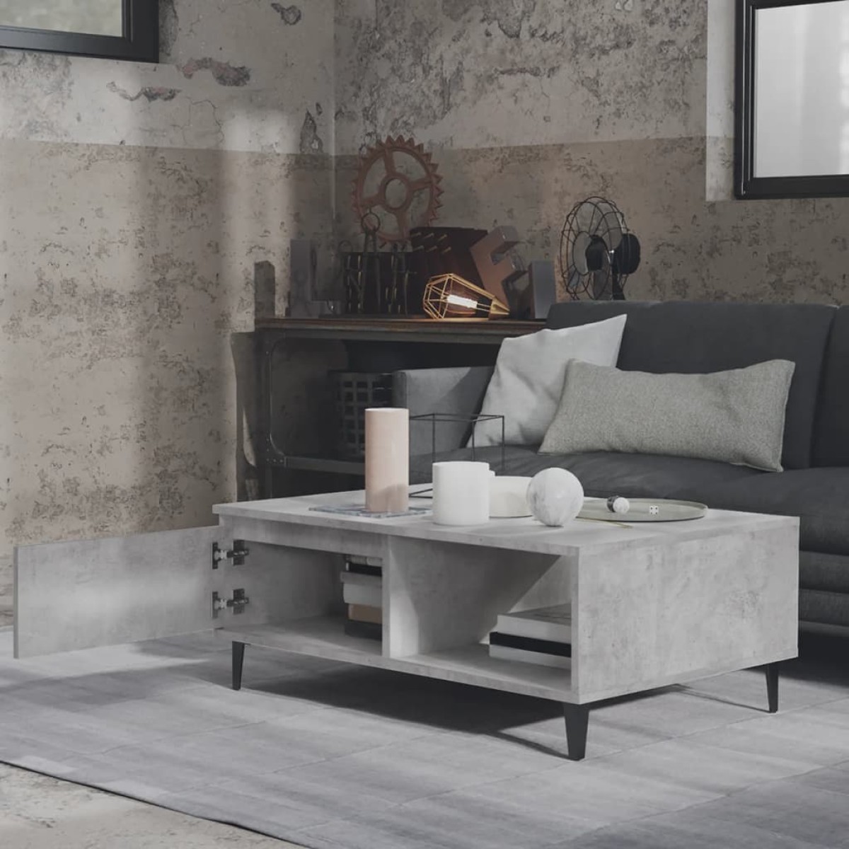 vidaXL Τραπεζάκι Σαλονιού Γκρι Σκυρ. 90 x 60 x 35 εκ. από Μοριοσανίδα