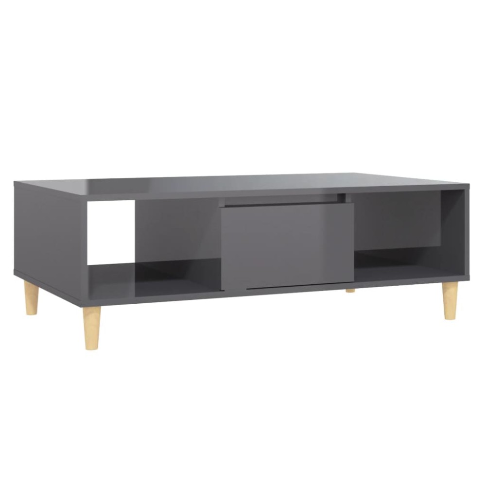 vidaXL Τραπεζάκι Σαλονιού Γυαλιστερό Γκρι 103,5x60x35 εκ. Επεξ. Ξύλο