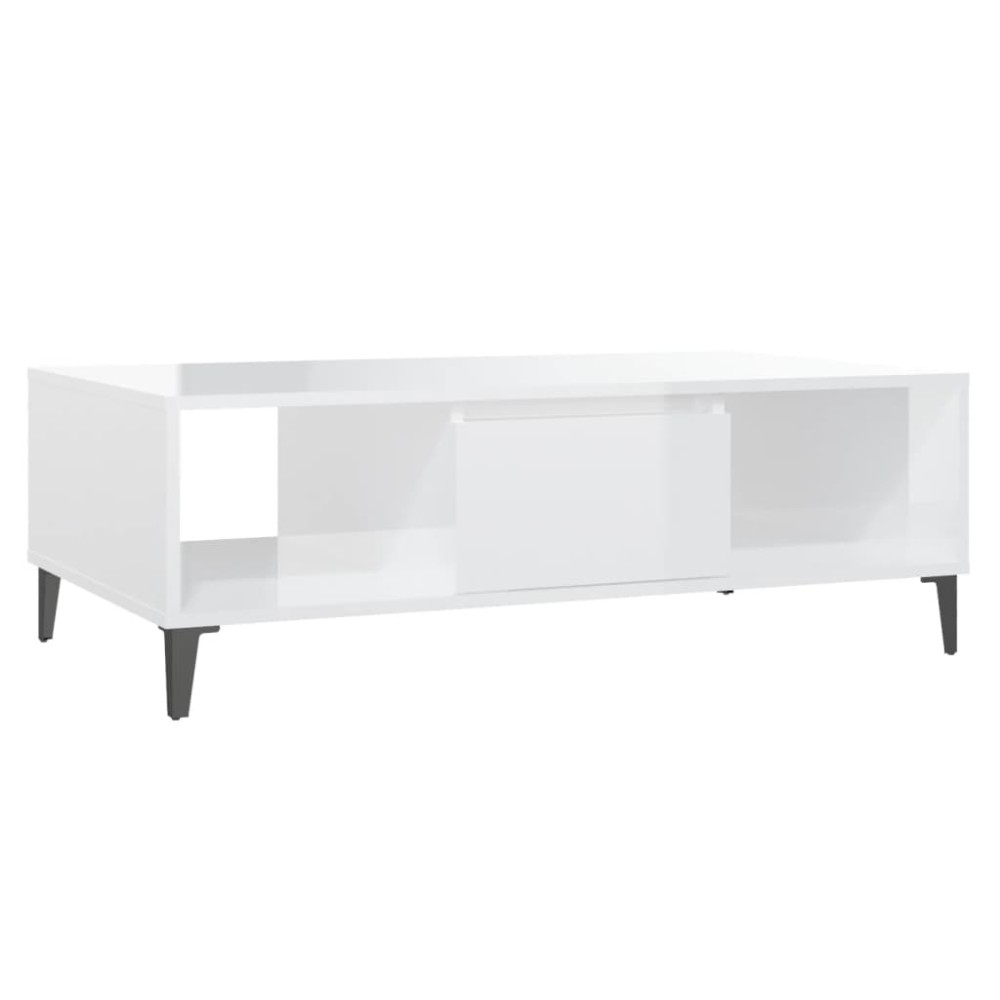 vidaXL Τραπεζάκι Σαλονιού Γυαλιστερό Λευκό 103,5x60x35 εκ. Επεξ. Ξύλο
