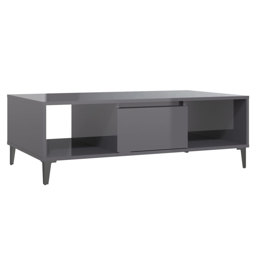 vidaXL Τραπεζάκι Σαλονιού Γυαλιστερό Γκρι 103,5x60x35 εκ. Επεξ. Ξύλο