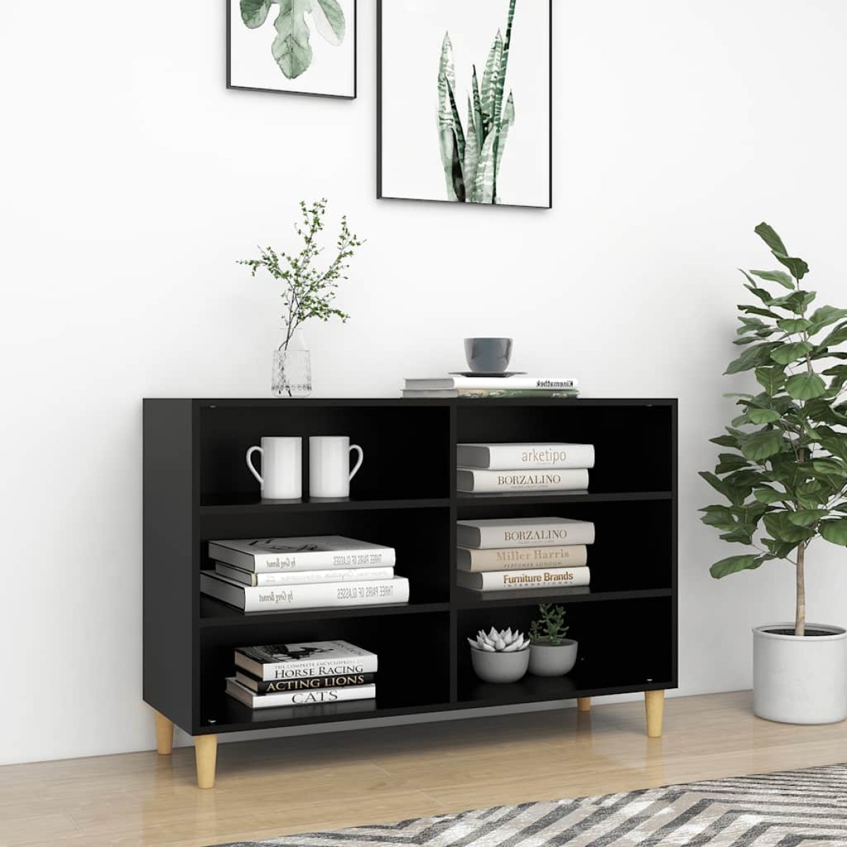vidaXL Ραφιέρα Μαύρη 103,5 x 35 x 70 εκ. από Μοριοσανίδα