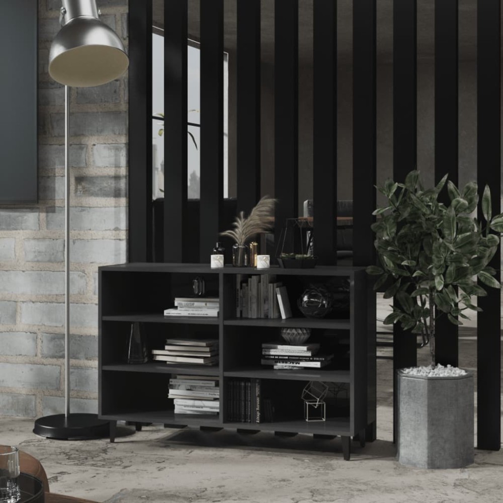 vidaXL Ραφιέρα Γυαλιστερή Γκρι 103,5 x 35 x 70 εκ. από Επεξ. Ξύλο