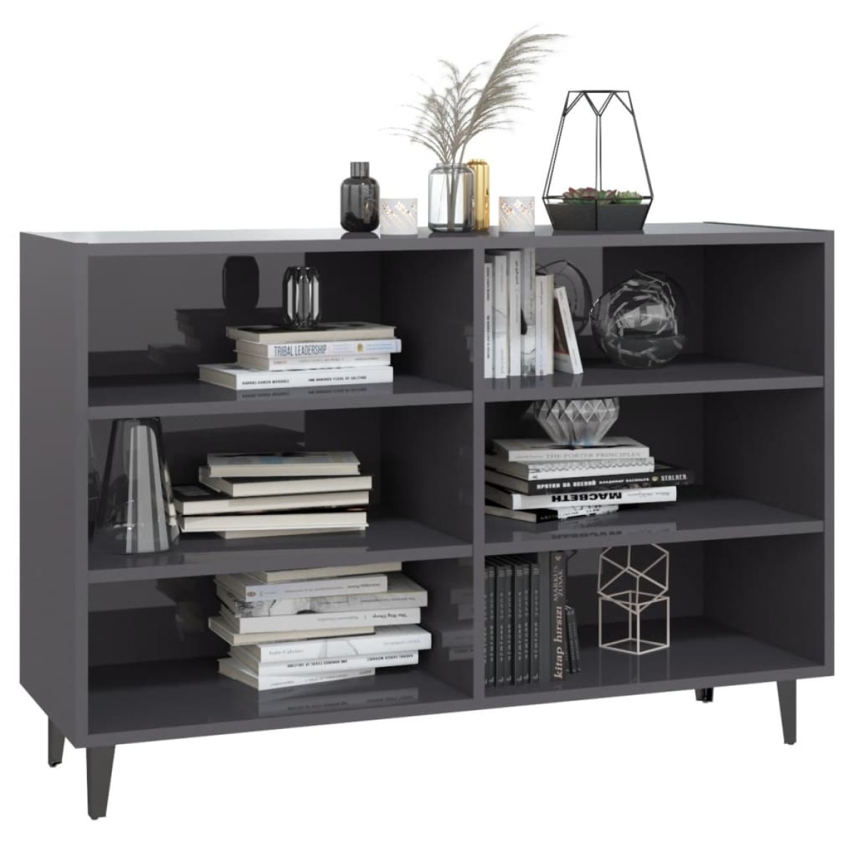 vidaXL Ραφιέρα Γυαλιστερή Γκρι 103,5 x 35 x 70 εκ. από Μοριοσανίδα
