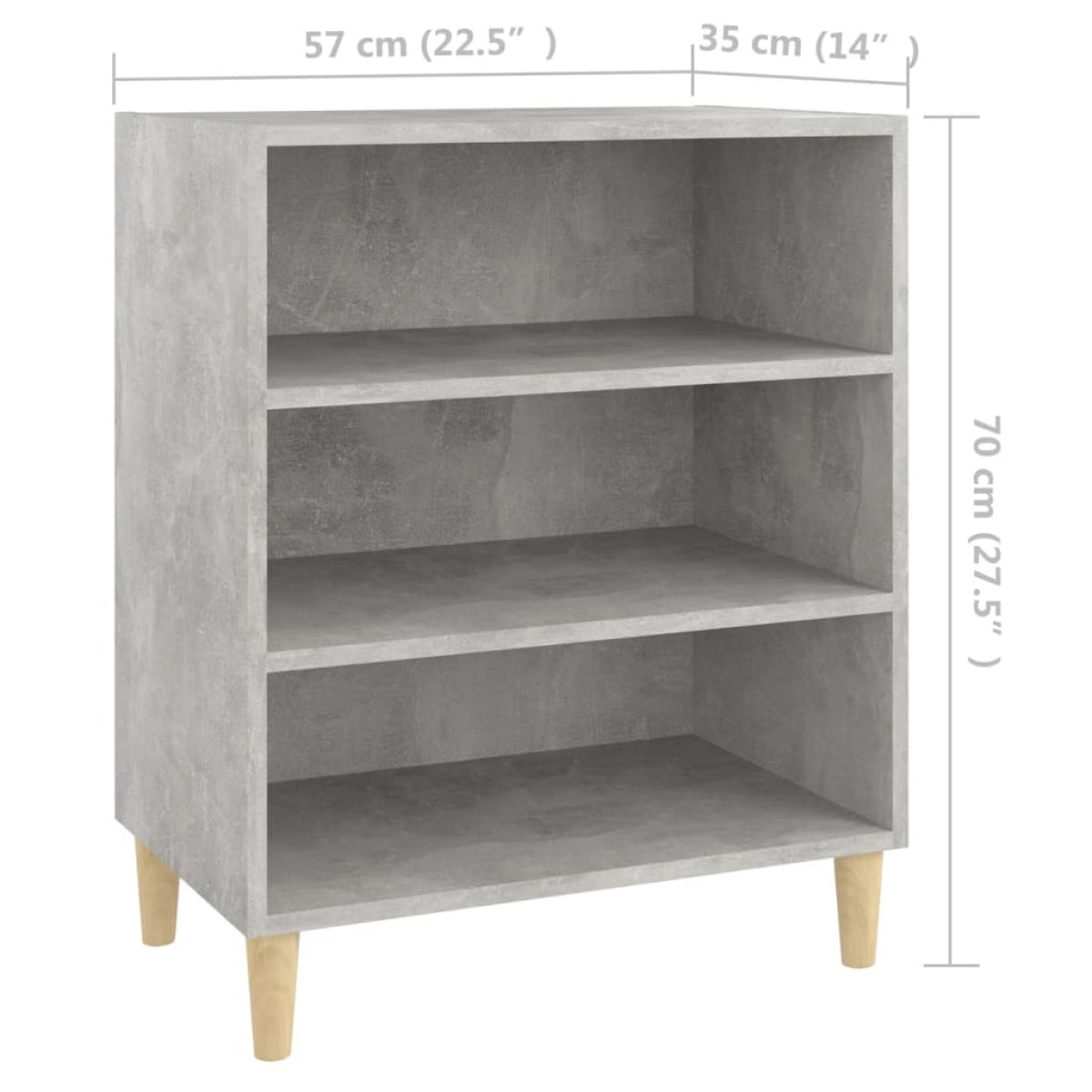 vidaXL Ραφιέρα Γκρι Σκυροδέματος 57 x 35 x 70 εκ. από Μοριοσανίδα