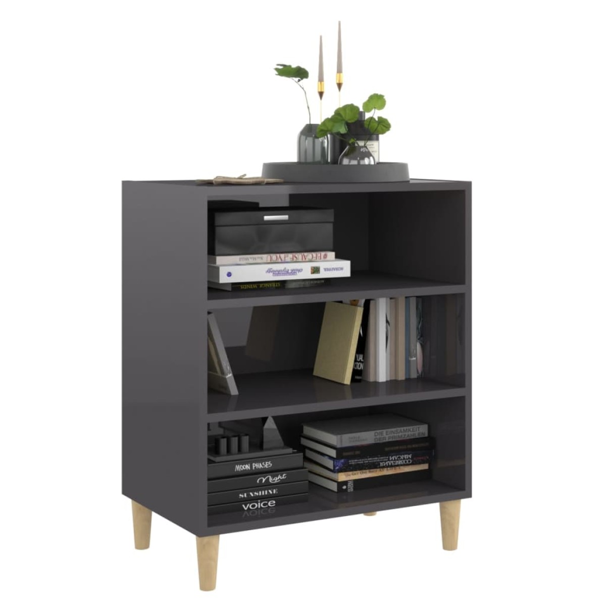 vidaXL Ραφιέρα Γυαλιστερό Γκρι 57 x 35 x 70 εκ. από Μοριοσανίδα