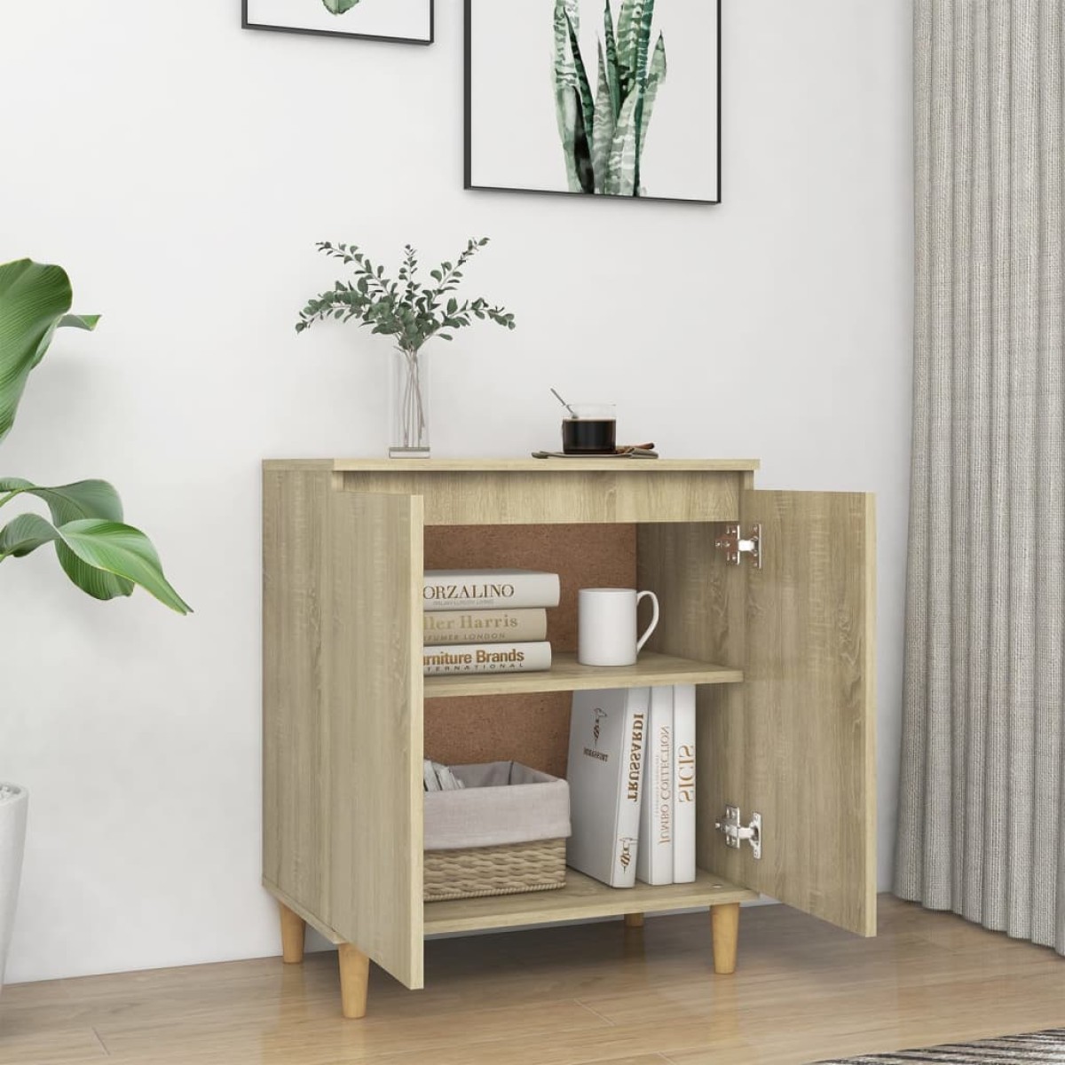 vidaXL Μπουφές Sonoma Δρυς 60x35x70εκ. από Μοριοσανίδα με Ξύλινα Πόδια