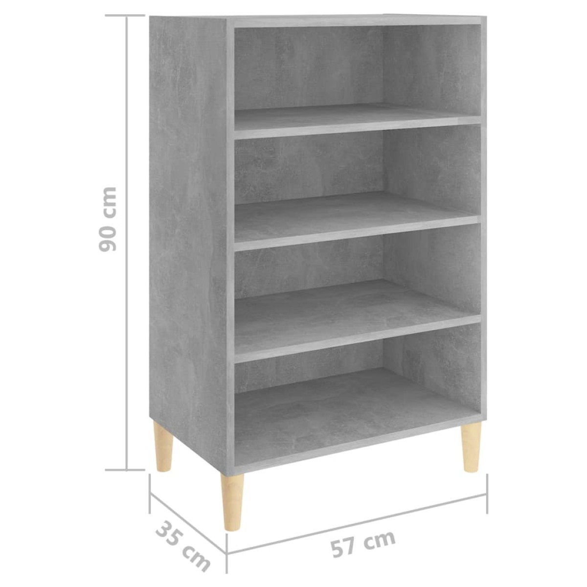 vidaXL Ραφιέρα Γκρι Σκυροδέματος 57 x 35 x 90 εκ. από Μοριοσανίδα