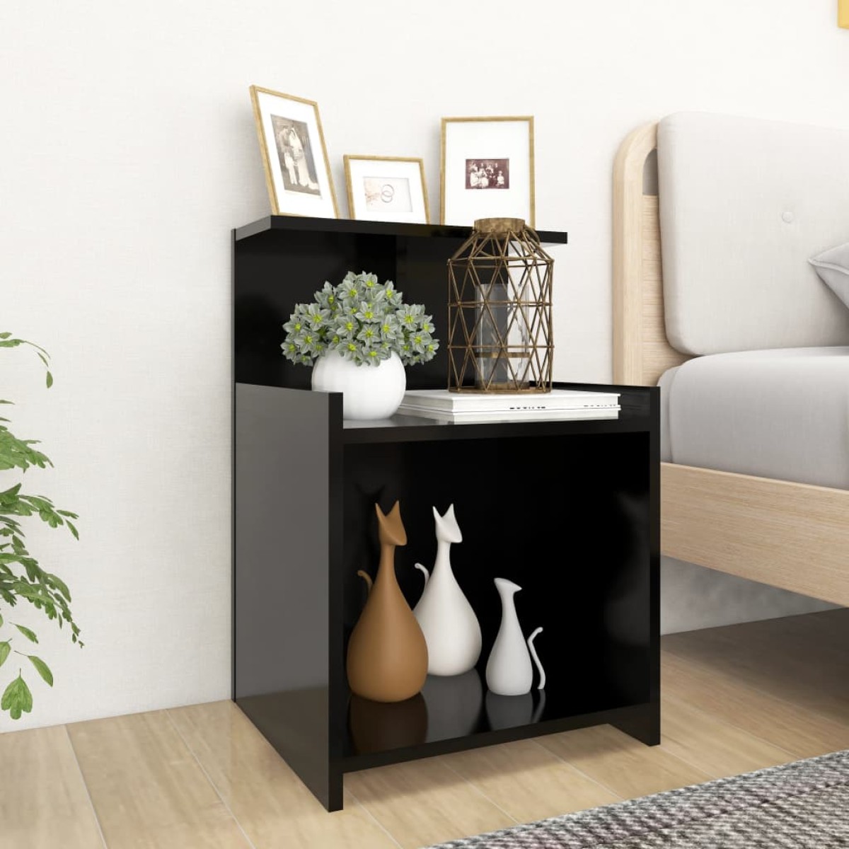 vidaXL Κομοδίνο Μαύρο 40 x 35 x 60 εκ. από Μοριοσανίδα