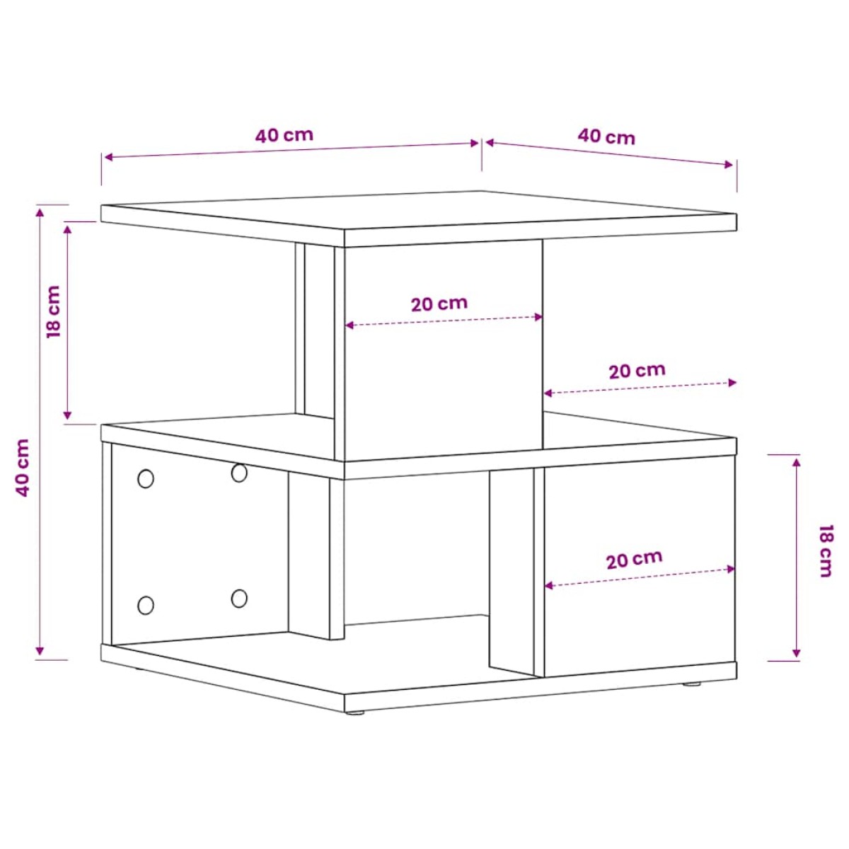 vidaXL Τραπέζι Βοηθητικό Γκρι Σκυροδέματος 40x40x40 εκ. Μοριοσανίδα