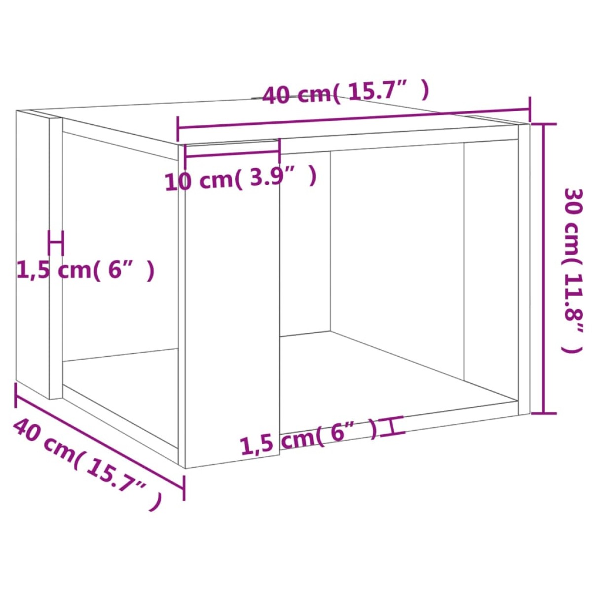 vidaXL Τραπεζάκι Σαλονιού Sonoma Δρυς 40x40x30 εκ. Επεξεργασμένο Ξύλο