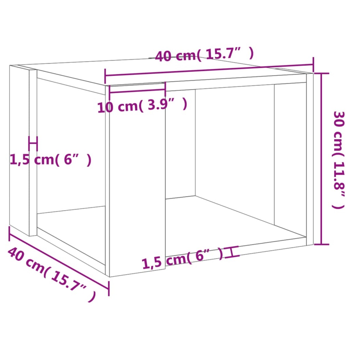 vidaXL Τραπεζάκι Σαλονιού Γκρι Σκυρ. 40x40x30 εκ. Επεξεργασμένο Ξύλο