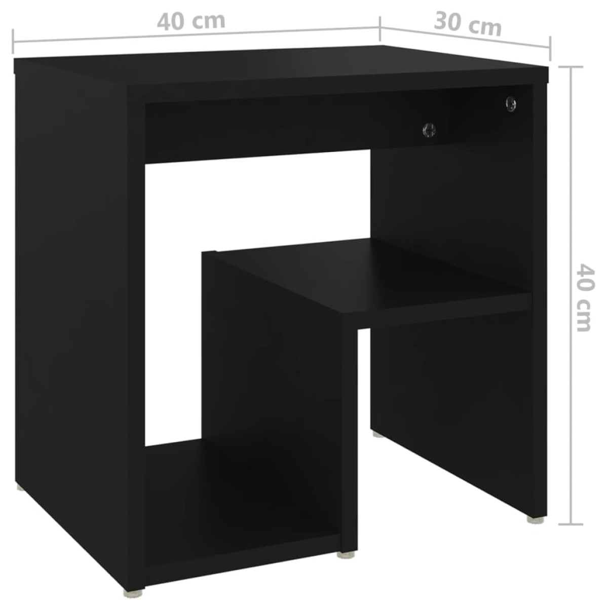 vidaXL Κομοδίνο Μαύρο 40 x 30 x 40 εκ. από Μοριοσανίδα