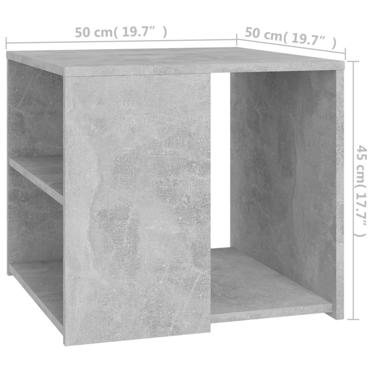 vidaXL Τραπέζι Βοηθητικό Γκρι Σκυροδέματος 50x50x45 εκ. Μοριοσανίδα