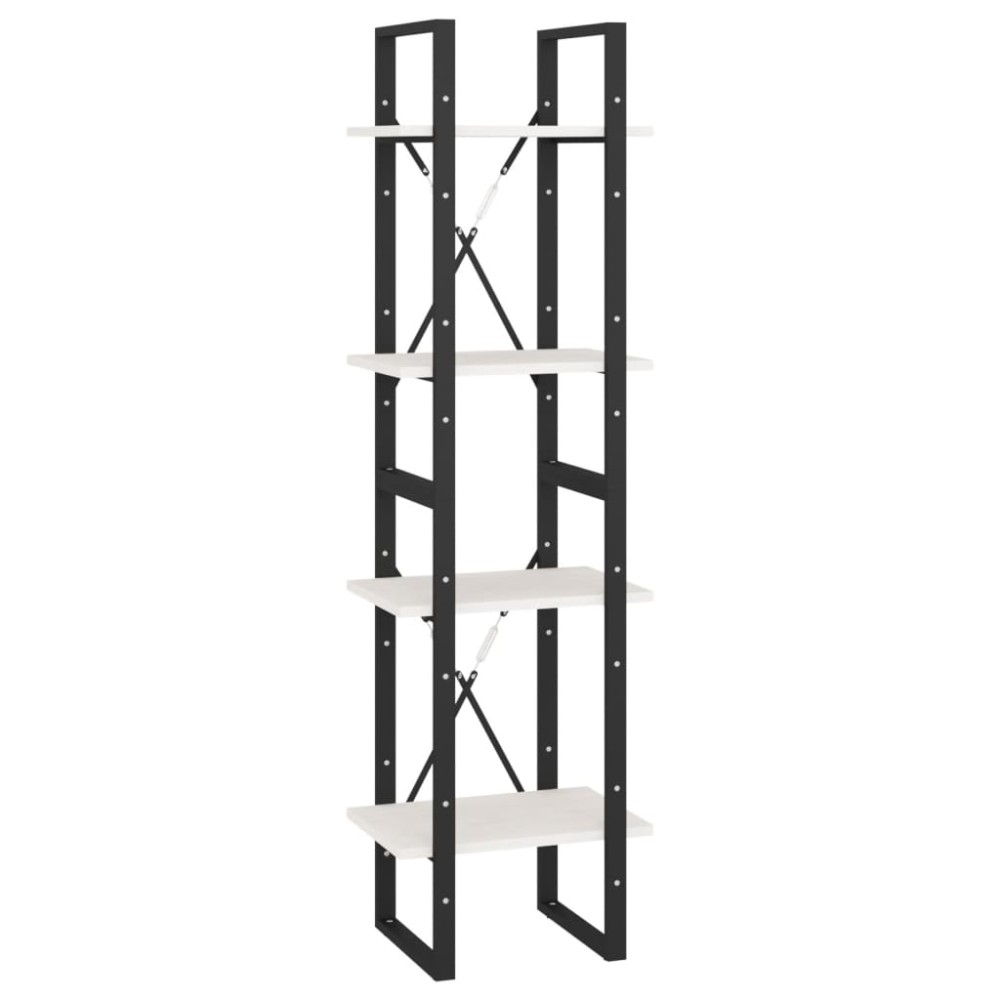 vidaXL Βιβλιοθήκη με 4 Ράφια Λευκή 40x30x140 εκ. από Μασίφ Ξύλο Πεύκου