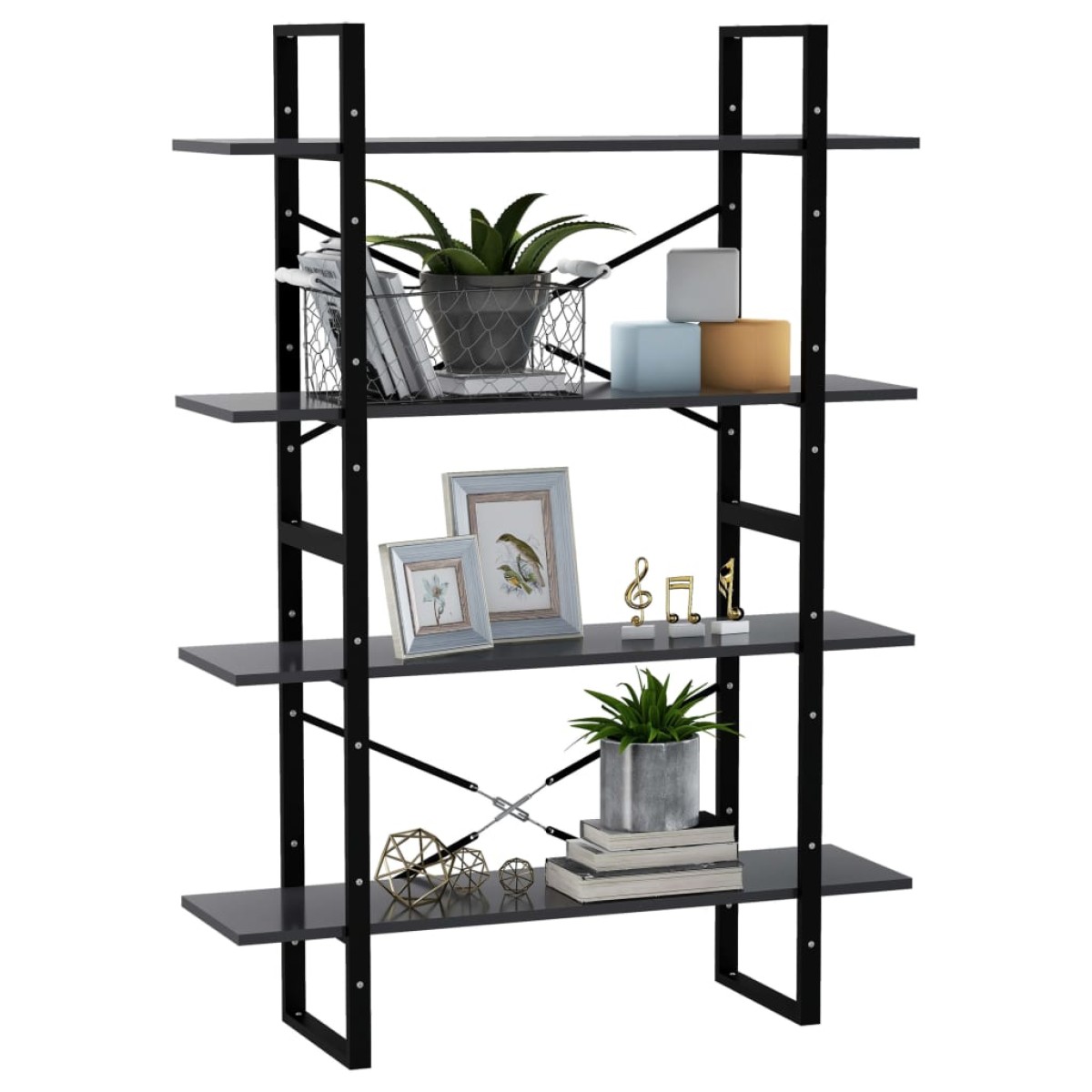 vidaXL Βιβλιοθήκη με 4 Ράφια Γκρι 100 x 30 x 140 εκ. από Μοριοσανίδα