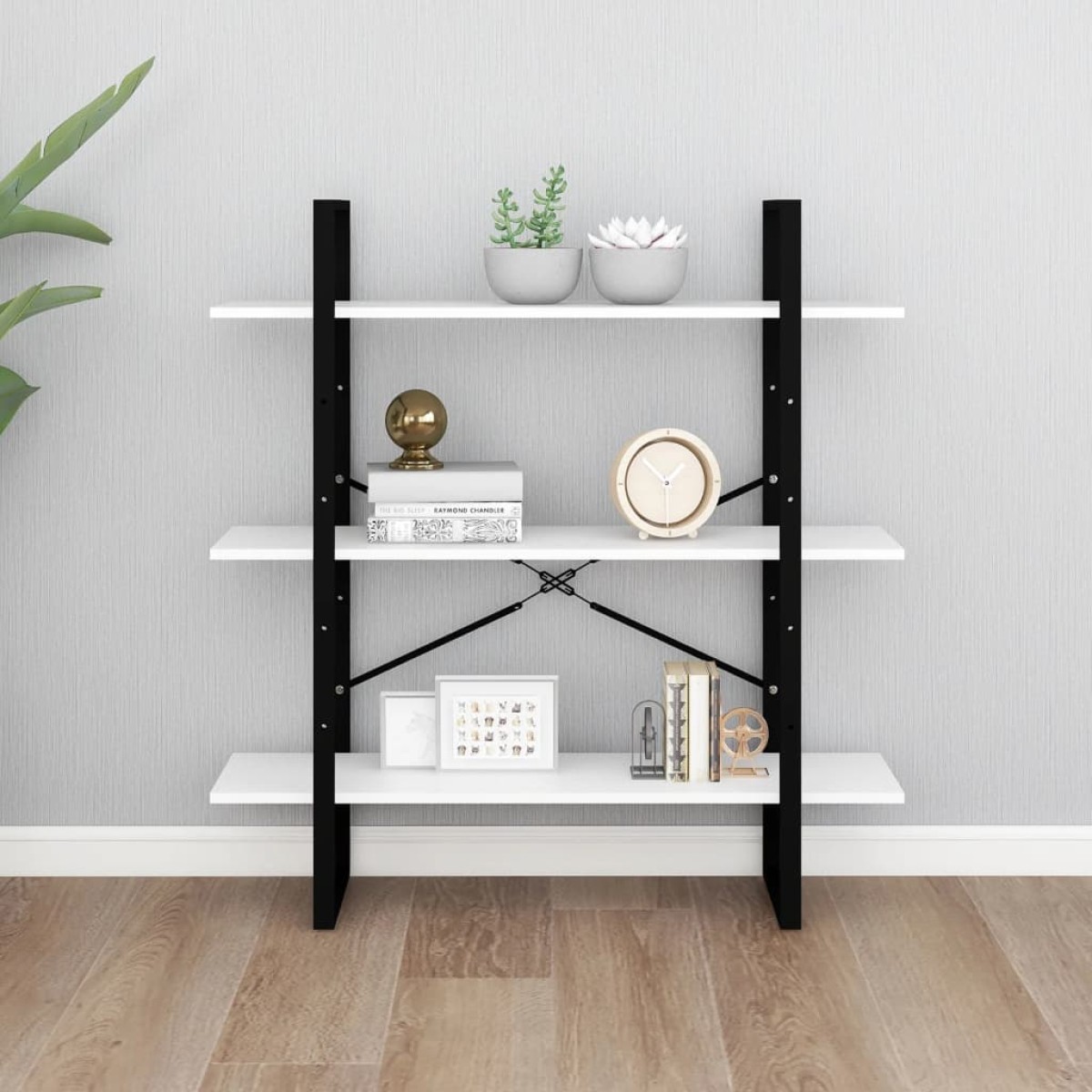 vidaXL Βιβλιοθήκη με 4 Ράφια Λευκή 100 x 30 x 105 εκ. από Μοριοσανίδα