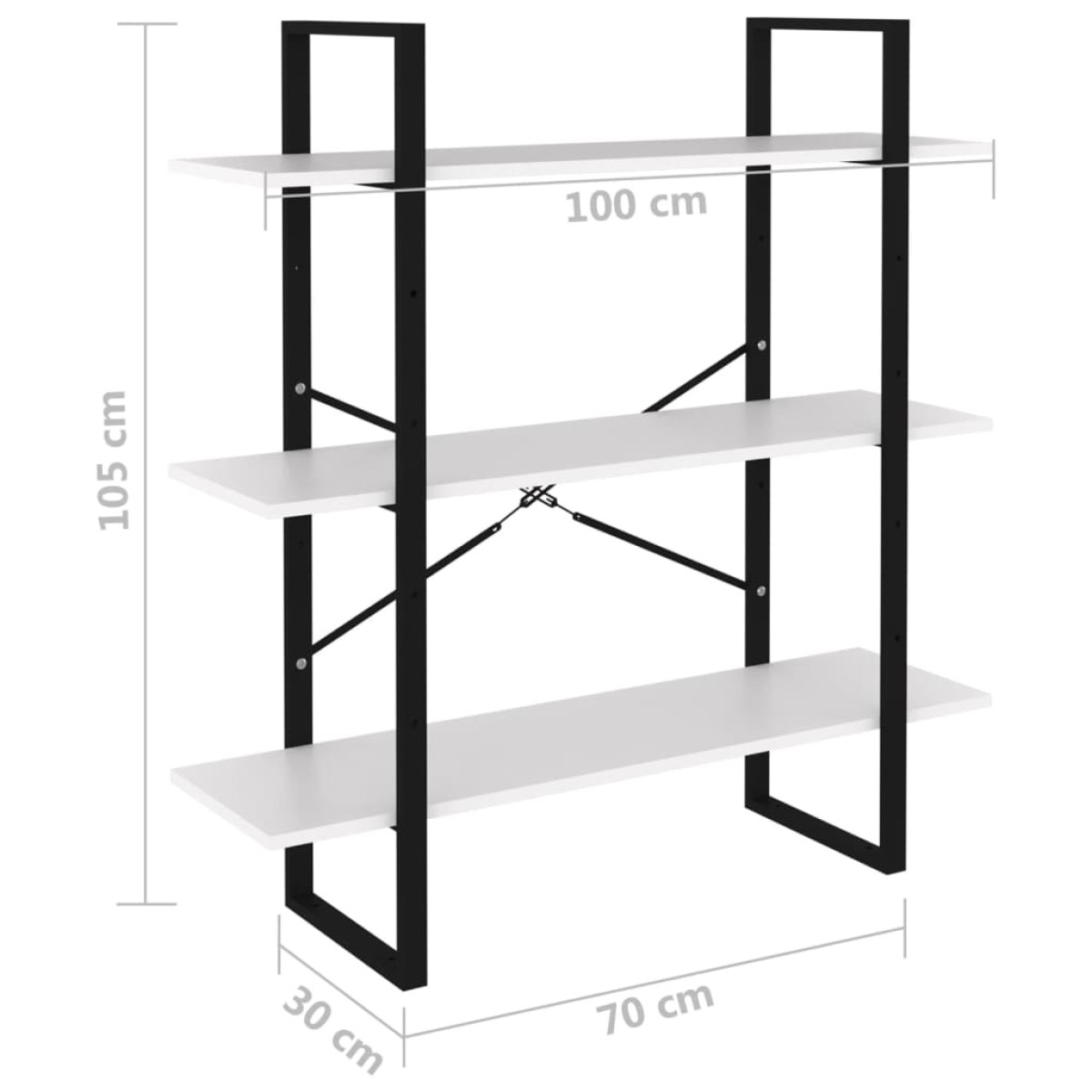vidaXL Βιβλιοθήκη με 4 Ράφια Λευκή 100 x 30 x 105 εκ. από Μοριοσανίδα