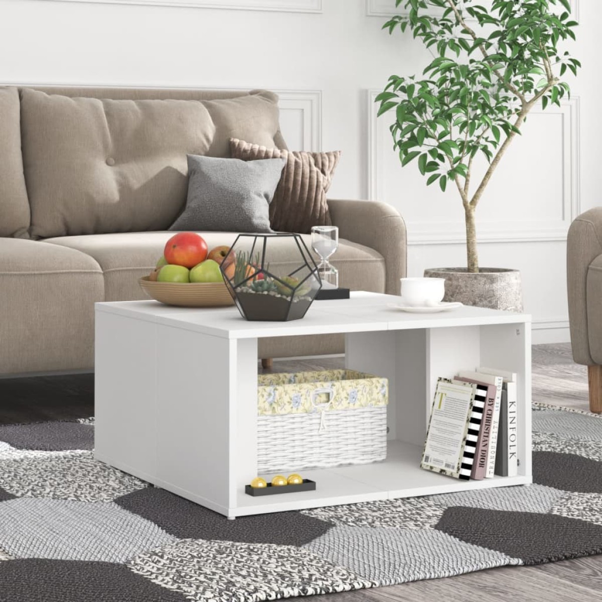 vidaXL Τραπεζάκια Σαλονιού 4 τεμ. Λευκά 33 x 33 x 33 εκ. Μοριοσανίδα