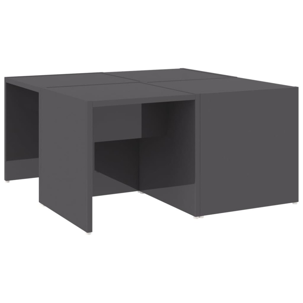 vidaXL Τραπεζάκια Σαλονιού 4 τεμ. Γυαλ. Γκρι 33x33x33 εκ. Επεξ. Ξύλο