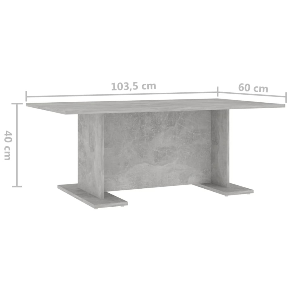 vidaXL Τραπεζάκι Σαλονιού Γκρι Σκυροδ. 103,5 x 60 x 40 εκ. Μοριοσανίδα