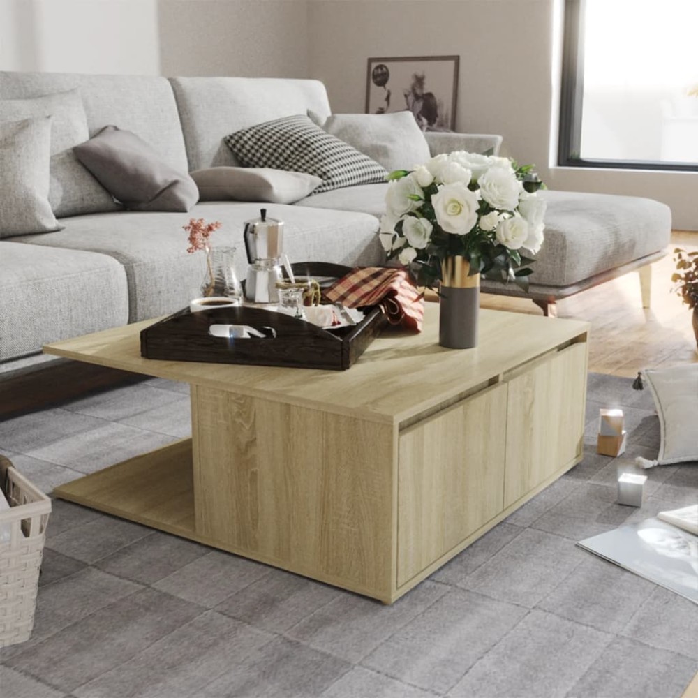 vidaXL Τραπεζάκι Σαλονιού Sonoma Δρυς 80 x 80 x 31 εκ. από Επεξ. Ξύλο