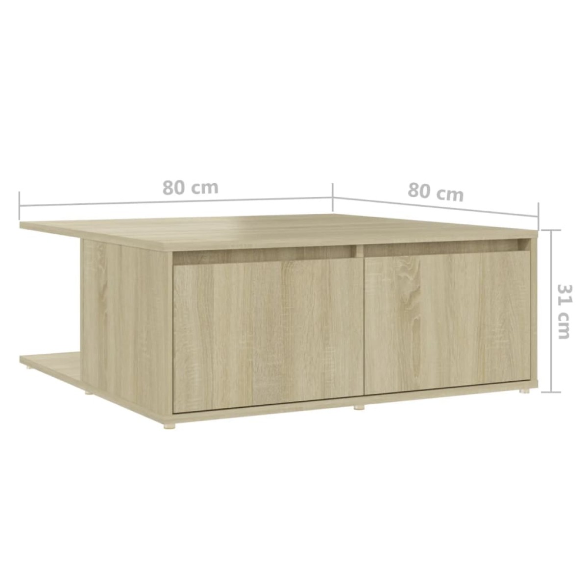vidaXL Τραπεζάκι Σαλονιού Sonoma Δρυς 80 x 80 x 31 εκ. από Μοριοσανίδα