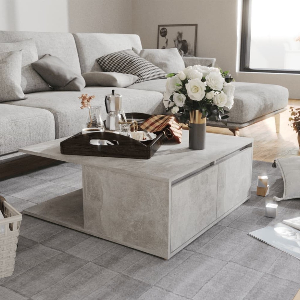 vidaXL Τραπεζάκι Σαλονιού Γκρι Σκυρ. 80 x 80 x 31 εκ. Μοριοσανίδα