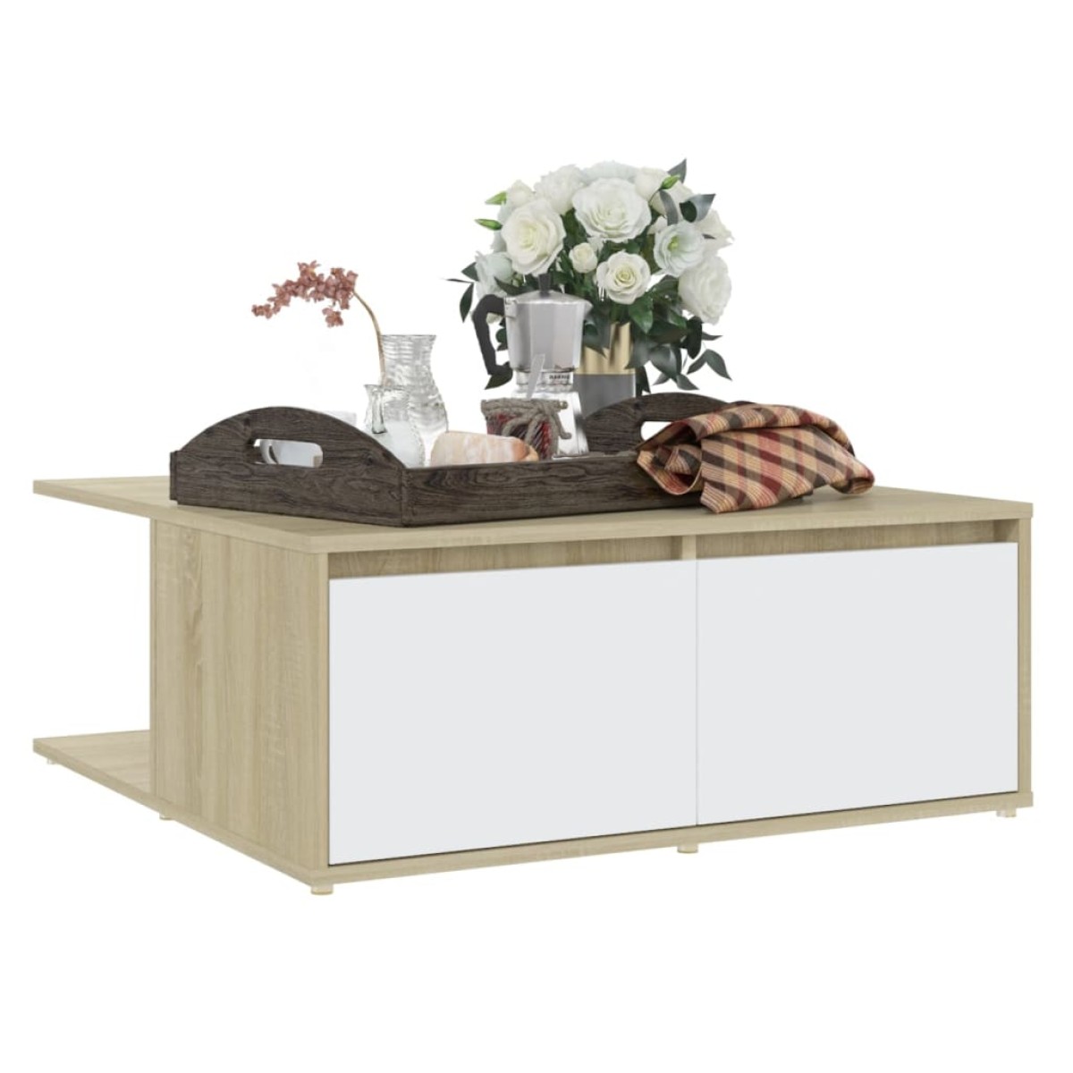 vidaXL Τραπεζάκι Σαλονιού Λευκό/Sonoma Δρυς 80x80x31 εκ. Μοριοσανίδα