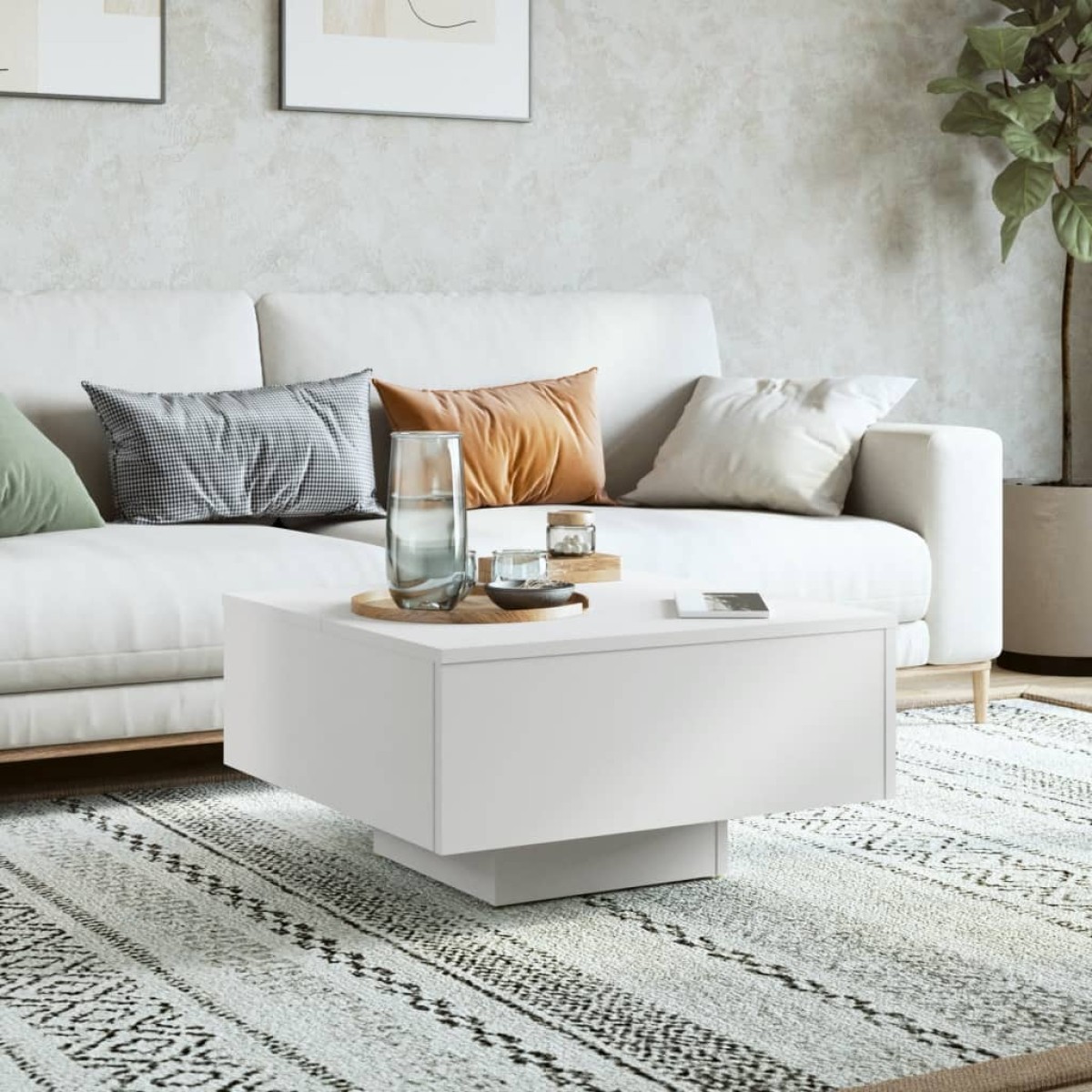 vidaXL Τραπεζάκι Σαλονιού Λευκό 60 x 60 x 31,5 εκ. από Μοριοσανίδα