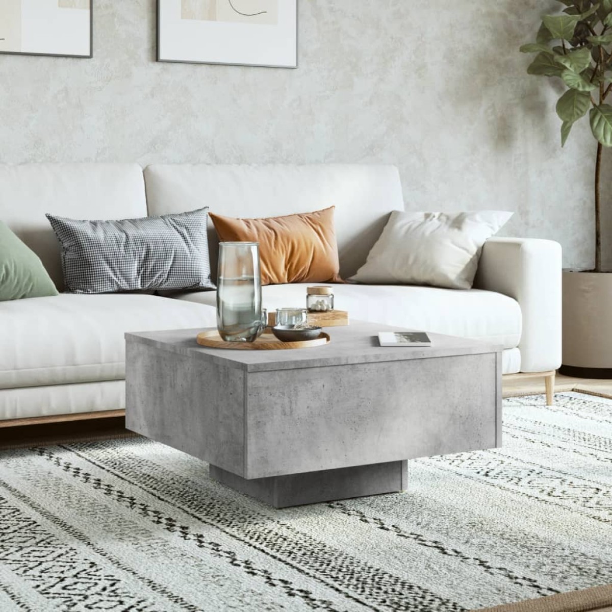 vidaXL Τραπεζάκι Σαλονιού Γκρι Σκυροδέματος 60x60x31,5 εκ. Μοριοσανίδα