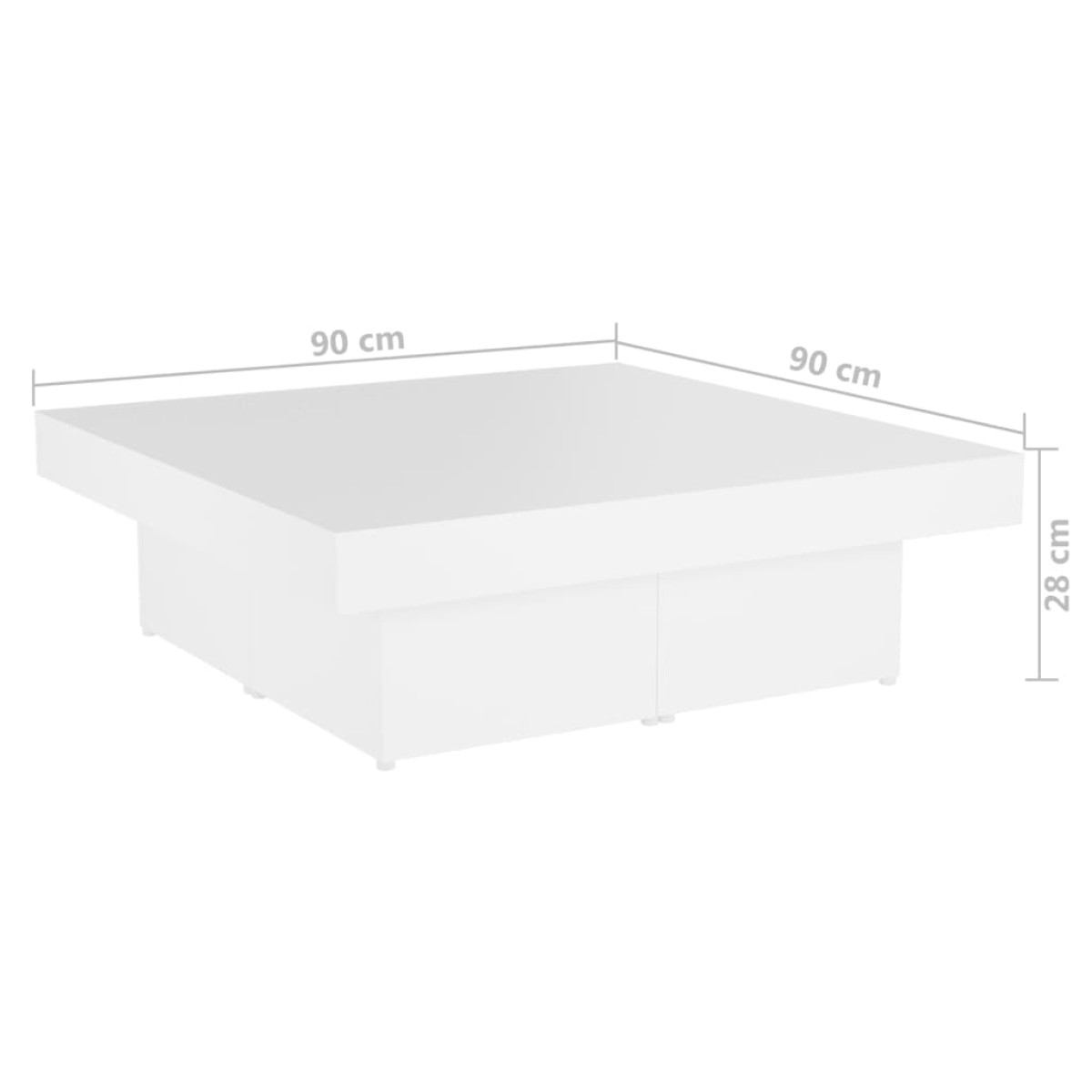vidaXL Τραπεζάκι Σαλονιού Λευκό 90 x 90 x 28 εκ. από Μοριοσανίδα