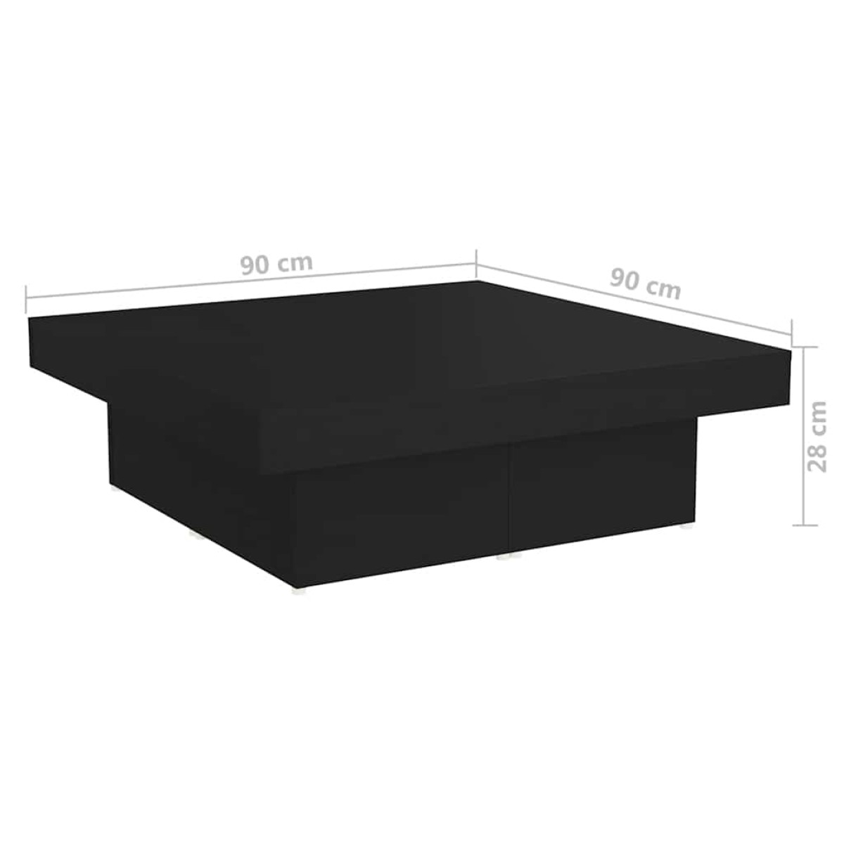 vidaXL Τραπεζάκι Σαλονιού Μαύρο 90 x 90 x 28 εκ. από Μοριοσανίδα