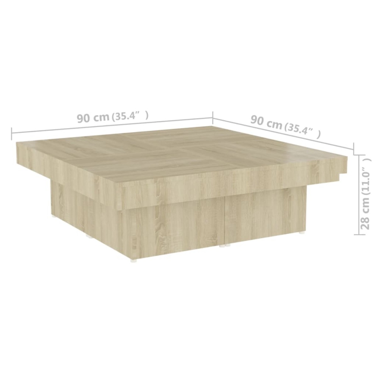 vidaXL Τραπεζάκι Σαλονιού Sonoma Δρυς 90x90x28 εκ. Μοριοσανίδα
